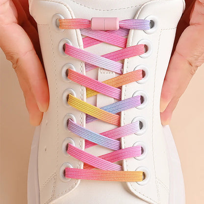 1Pair No Tie Shoe Laces Colorful Buckle Shoelaces Pearl Light Colorful Fashion Without Ties Elastic Laces Sneaker Kids Adult Good Vibrations