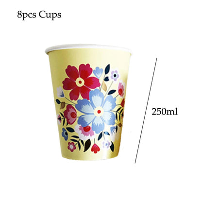 Disposable Tableware Sets Flower Paper Plates Cups Napkins Straw Party Supplies Kids Girl Baby Shower Wedding Birthday Decor Good Vibrations
