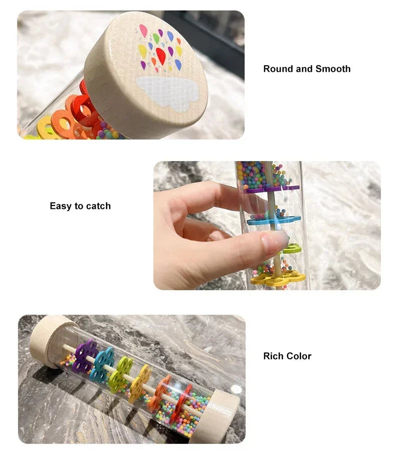 Baby Wooden Rain Sound Pipe Simulation Rain Sound Wooden Toy Gift Hourglass Fun Music Shaker Early Education Enlightenment Toy Good Vibrations