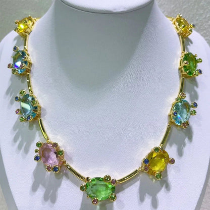 Charm 2025 New High Quality Crystal Fine Jewelry Set for Women Ambilight Candy Earrings Necklace Bracelet Romantic Gift Good Vibrations