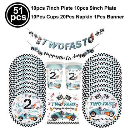 Two Fast Theme Disposable Tablecloth Racing Car Birthday Party Supplies Kids 2nd Birthday Party Decorations Good Vibrations