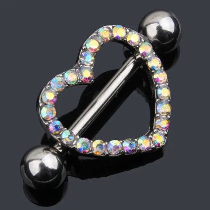2pcs Both Sides Screwed Heart Nipple Ring for Women Girls 14G Stainless Blue Pink Zircon Sexy Nipple piercing nombril Nipple Bar Good Vibrations