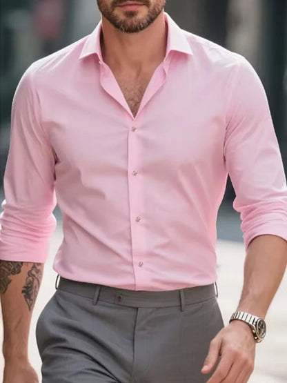 New men's formal black shirt summer long-sleeved thin business casual breathable no-iron slimming solid color Good Vibrations