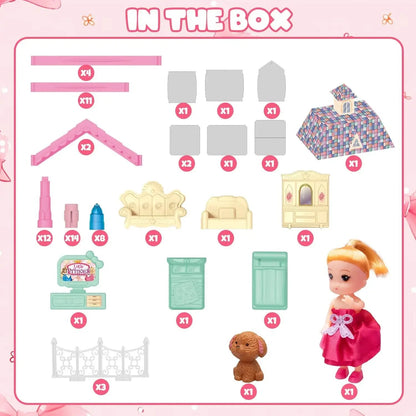 Luminous Doll House Dreamhouse for Girls Princess Playhouse Set with Dolls Furniture Accessories Pretend Play Birthday Gifts Good Vibrations