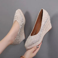 Fashion High Heels Women Wedges Shoes Elegant Ladies Party Shoes Brand Women Pumps Retro Woman Wedge Heel 8cm A3800 Good Vibrations