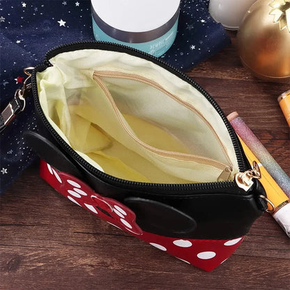 Disney Minnie Mouse Coin Purse Cartoon Leather Travel Cosmetic Bag Cute Portable Cosmetic Bag Toiletry Bag Good Vibrations