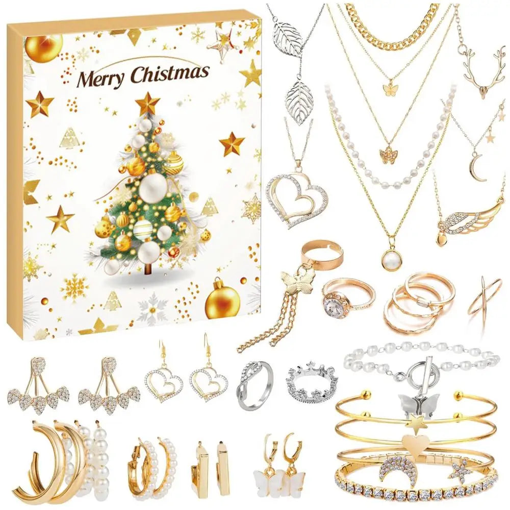 Jewelry Advent Calendar 2025 24 Day Countdown To Christmas Calendar Trendy Jewelry Set For Adult Women Teen Girls Party Gifts Good Vibrations