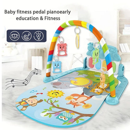 Baby fitness stand toy, newborn baby music, pedal piano, crawling mat, baby toy Good Vibrations