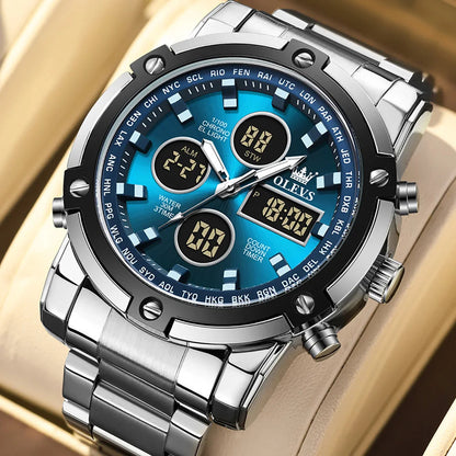 OLEVS Men's Watches Original Multifunctional Wlectronic Watch for Man Waterproof Luminous Alarm Clock Fashion Dress Good Vibrations