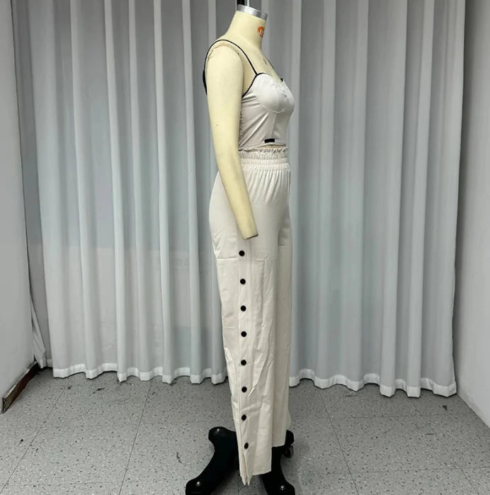 Two Piece Set for Woman 2025 Summer Casual Matching Sets Outfits Women's Sexy Tank Tops Elastic High Waist Wide Leg Pants Set Good Vibrations