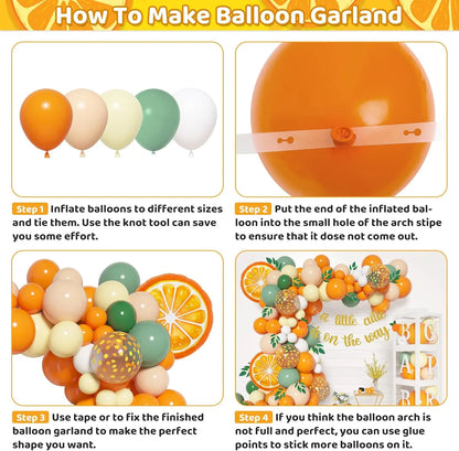 Balloon Decoration Arch with Monogrammed Orange Balloon Garland Set Cutie Coming Soon Banner Fruit Birthday Party Decoration Good Vibrations