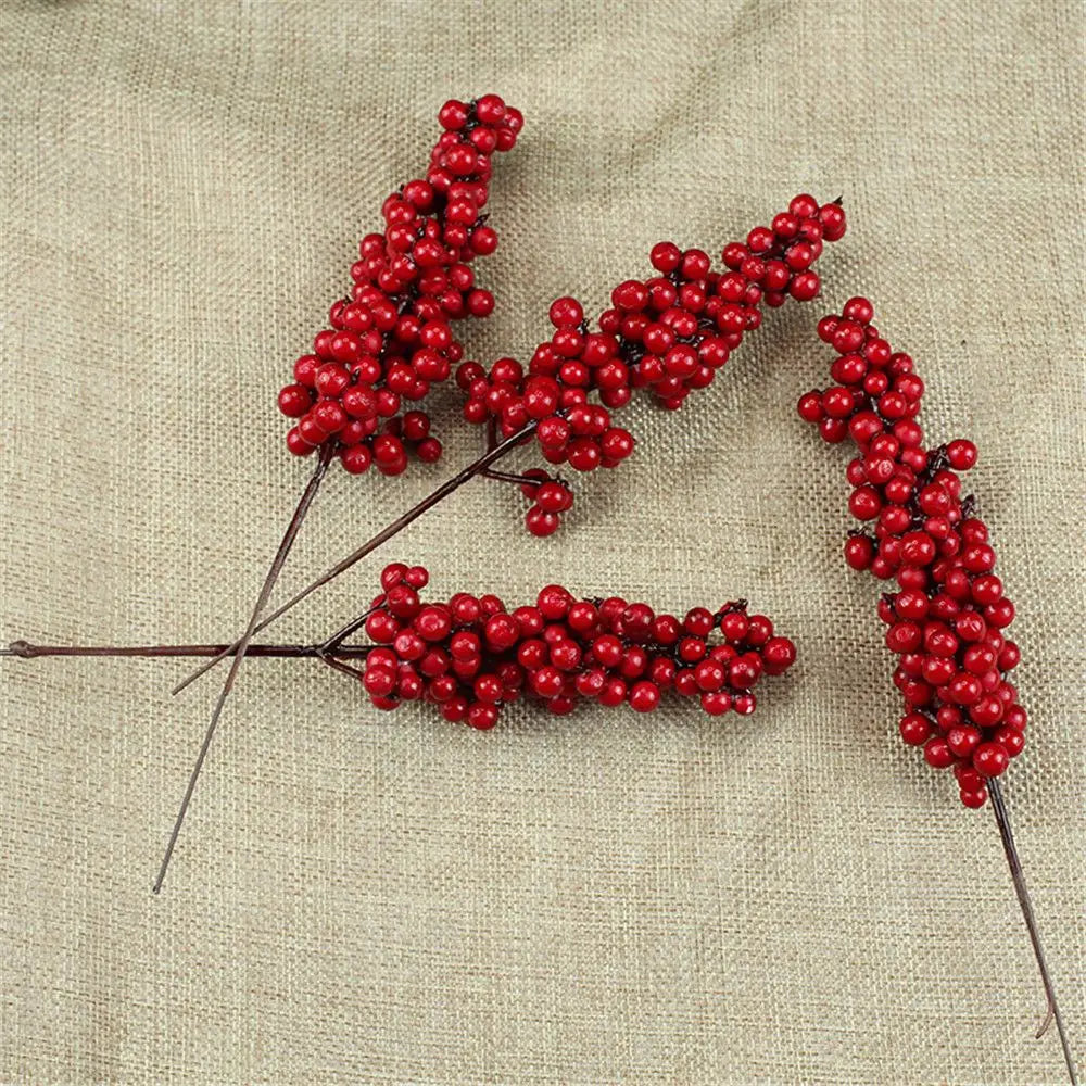 Party Decor Home Wedding Red Berry Bouquet Artificial Pine Cone Flower Branch Bubble Good Vibrations