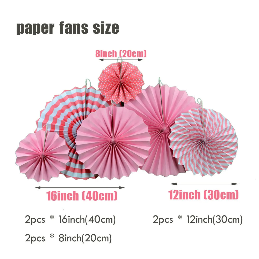 Kids Boy Girl 1st Birthday Party Favor Blue Pink Set Mixed Size Folding Paper Fans Wedding Ceremony Christmas Holiday Decor Good Vibrations