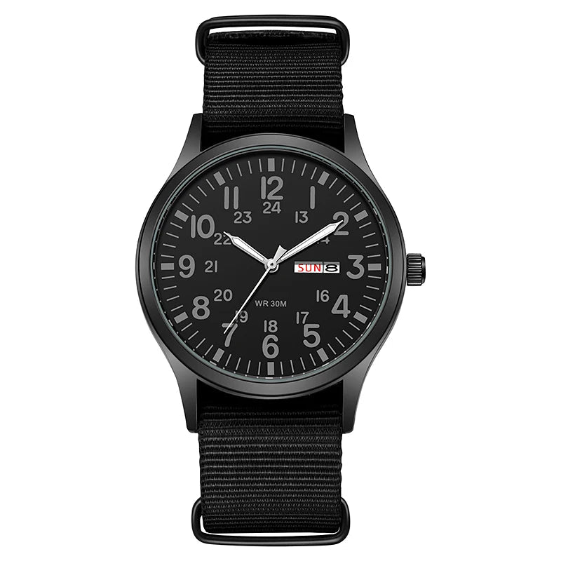 2024 TPW Field Watch Easy Reading Fabric Strap 24 Hours Display Quartz Movement Good Vibrations