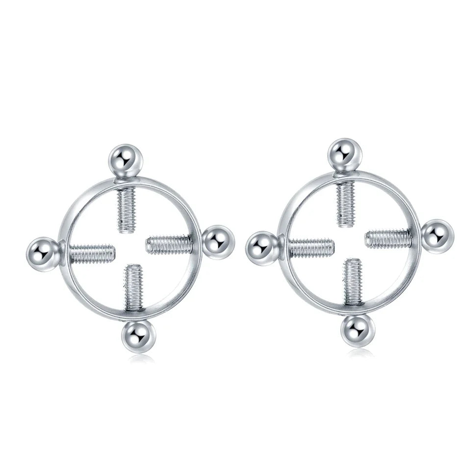 2pcs/lot Steel Round Screw Faux Nipple Clip Rings Sexy Piercing for Women Non Piercing Fake Breast Nail Shield Ring Jewelry Gift Good Vibrations
