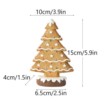 Festive Resin Gingerbread Christmas Tree Figurine, Holiday Tabletop Centerpiece Decor for Home Christmas Atmosphere Good Vibrations