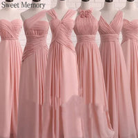 Customized Chiffon Dusty Pink Bridesmaid Dress Wedding Party Gowns Sweet Memory Bride Robes Formal Gowns For Long Prom Dresses Good Vibrations