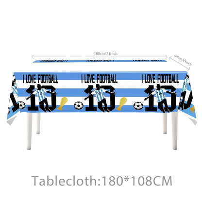 Soccer Party Supplies Superstar Messi Football Birthday Party Decoration Disposable Tableware Tablecloth Plates Cup Backdrop Good Vibrations