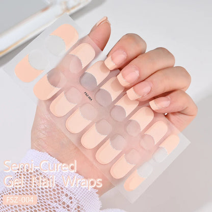 UV Semi-Cured Gel Nail Wraps Stickers Strips French Long Lasting Full Cover LED Gel Semi Cured Nail Sliders For Nail Extension & Good Vibrations