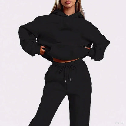 2025 Autumn/Winter New Velvet Warm Hoodie Sports Pants Two Piece Set for Men and Women Solid Color Loose Sports Jogging Set Good Vibrations