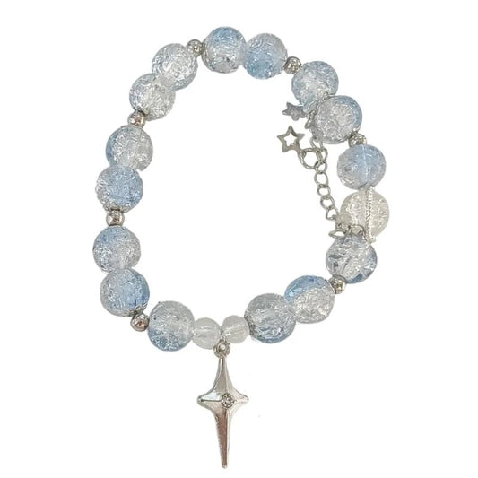 31BB Fashionable Beaded Elastic Rope Bracelet Crystals Bracelet Charm Bracelet Wrist Jewelry Present for Friend and Family Good Vibrations
