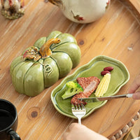 1PCS Pumpkin Ceramic Dinner Plate for Fruit Cake Snack Serving Kitchen Table Restaurant Use Ceramic Material Good Vibrations