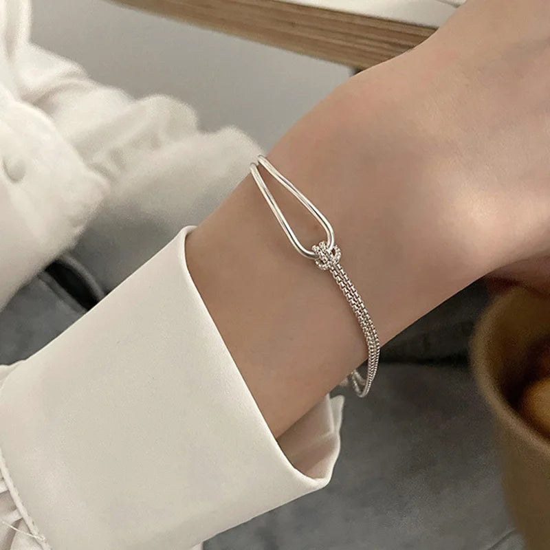 New S925 Silver Minimalist Geometric Collage Bracelet Women's Jewelry Exquisite and Elegant for Birthday and Christmas Gifts Good Vibrations