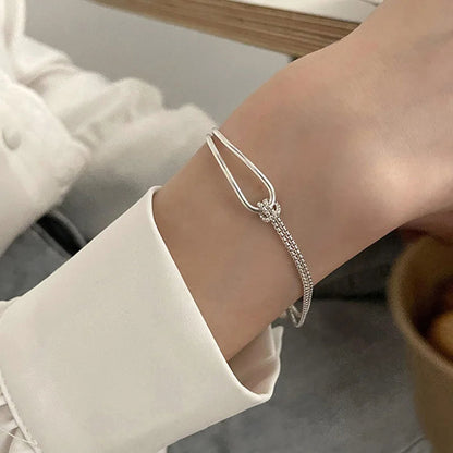 New S925 Silver Minimalist Geometric Collage Bracelet Women's Jewelry Exquisite and Elegant for Birthday and Christmas Gifts Good Vibrations
