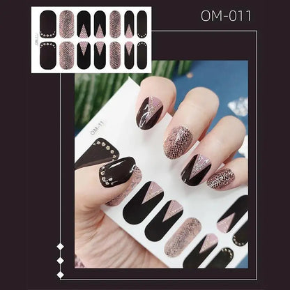 14 Strips Leopard Print Semi-Cured Gel Nail Decals 3D Gradient Waterproof Full Cover Flakes Nail Sticker DIY Adhesive Nail Wraps Good Vibrations