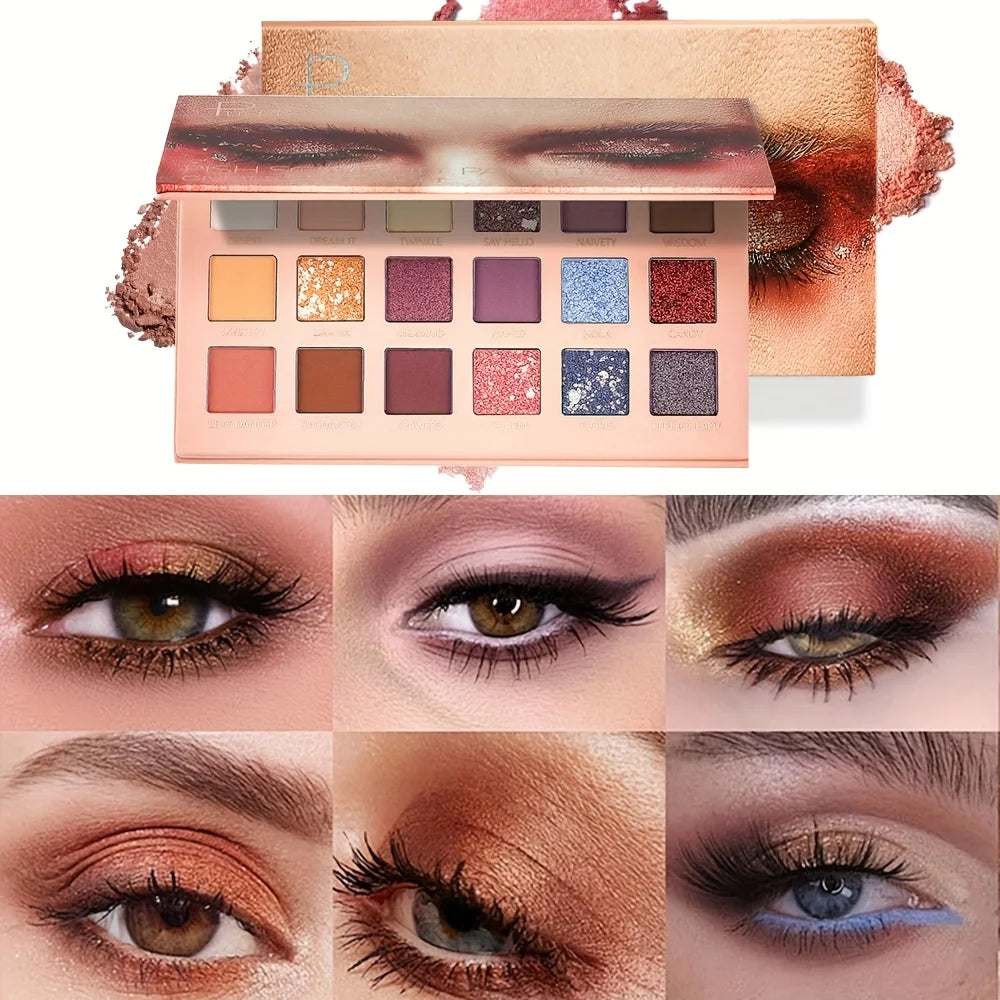 pudaier 18-Color Eyeshadow Palette - Matte, Pearlescent Shimmer & Metallic Finish - Long-Lasting Everyday & Evening Makeup Good Vibrations