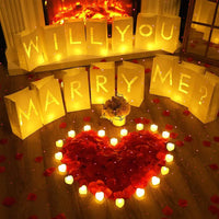 Will You Marry Me Proposal Decor Luminary Paper Bag Heart Candle Rose Petals Wedding Birthday Anniversary Valentines Gifts Good Vibrations