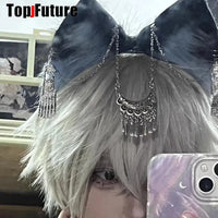 Harajuku Halloween Gothic Punk LolitaWomen Cosplay Animal Wolf Ears Headdress Plush Hairband Furry Lolita Headband Anime GOOD Vibrations