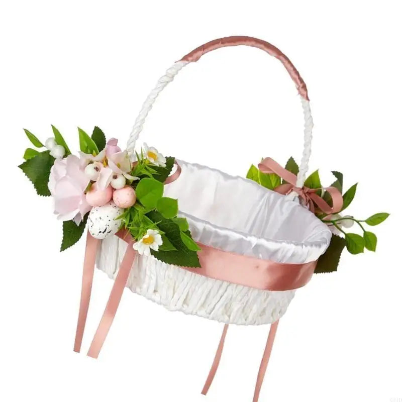 Natural Easter Theme Basket with Decorative Egg Flower For Couples And for Outdoor Activity Spring Event Good Vibrations