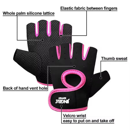 Fitness Half Finger Gloves Unisex Fitness Gym Weightlifting Exercise Gloves Silicone Anti Slip Breathable Outdoor Cycling Gloves Good Vibrations
