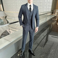 Quality Three-piece Suit Vest Trousers Set for Men Korean Fashion Slim Fit Business Casual Wedding Handsome Style Good Vibrations