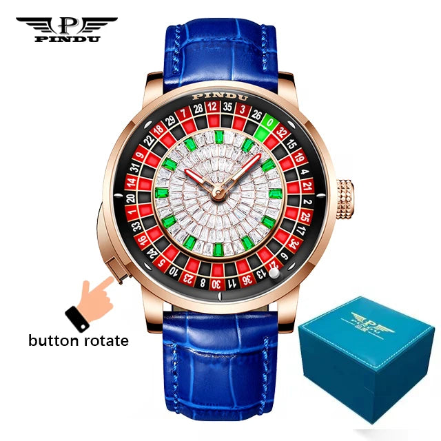 PINDU Design New NH35A Mechanical Watches Men Push Button Turn Russian Roulette Game Sapphire Mirror Diamond Dial Men's Watch Good Vibrations