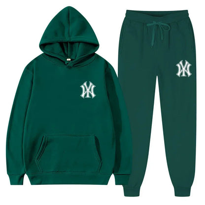 Men's running and fitness fashion casual sportswear set for autumn and winter, hooded sweatshirt + jogging pants two-piece set Good Vibrations