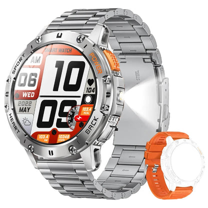 For Android ios New AMOLED Smart Watch Men with Flashlight Sports Waterproof Fitness Tracker Bluetooth Call Smartwatch Man+Box Good Vibrations