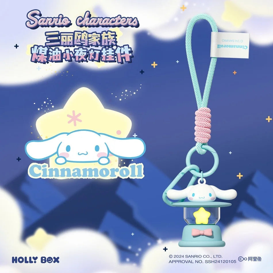 New Sanrio Night Light Pendant Toys Anime Kuromi Pochacco Cinnamoroll Melody Keychain Ornaments For Kids Christmas Present Good Vibrations