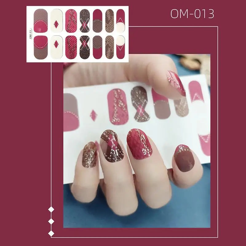 14 Strips Leopard Print Semi-Cured Gel Nail Decals 3D Gradient Waterproof Full Cover Flakes Nail Sticker DIY Adhesive Nail Wraps Good Vibrations