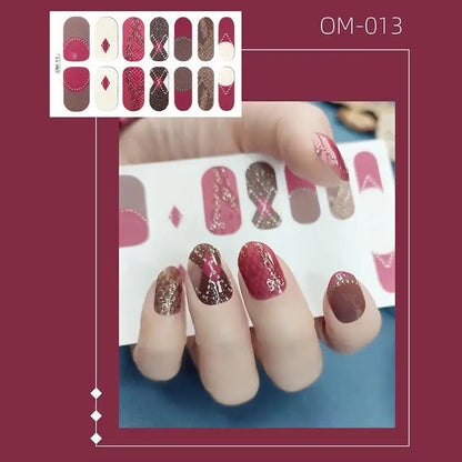 14 Strips Leopard Print Semi-Cured Gel Nail Decals 3D Gradient Waterproof Full Cover Flakes Nail Sticker DIY Adhesive Nail Wraps Good Vibrations