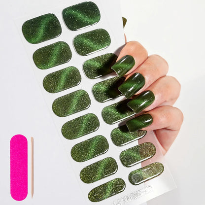 UV Semi-Cured Gel Nail Wraps Stickers Strips French Long Lasting Full Cover LED Gel Semi Cured Nail Sliders For Nail Extension & Good Vibrations