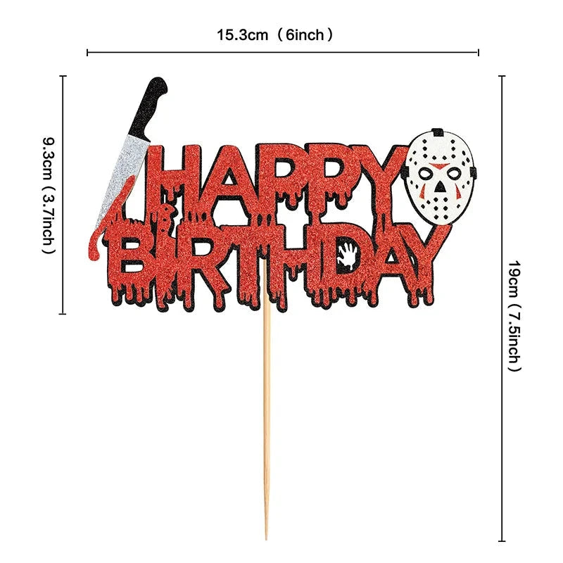 Cake Topper Blood Knife Mask Ghost Face DIY Halloween Cupcake Toppers Ghost Cake Flags Kids Birthday Killer Party Baking Decor Good Vibrations