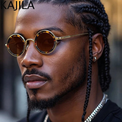 Small Frame Round Steampunk Sunglasses Men 2025 Luxury Brand Retro Punk Sun Glasses For Male Classic Driving Eyewear UV400 Good Vibrations