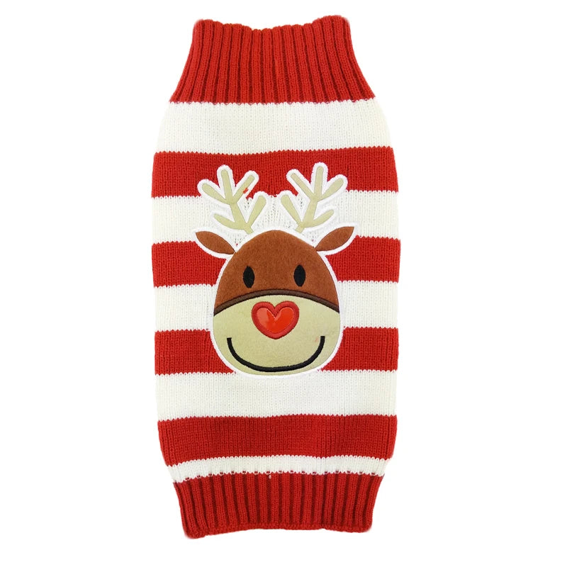 Dog Christmas Clothes Winter Dog Sweater Warm Clothing 2025 Pupppy Sweatshirt Dog Coat for Large Dogs Striped Print Pet Pullover Good Vibrations