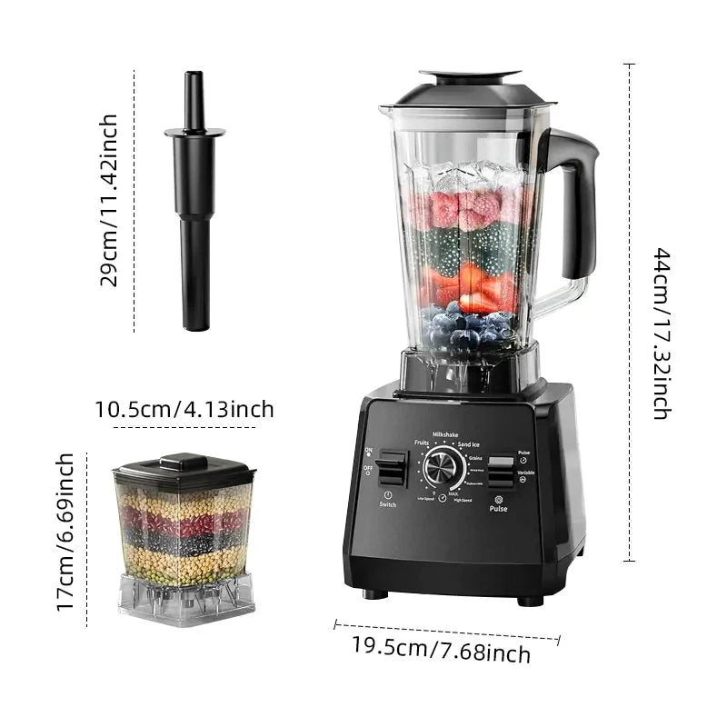 500W Heavy Duty Commercial Blender Stationary Mixer Ice Smoothies Appliances for Kitchen Professional High Power Food Processor Good Vibrations