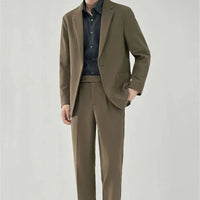 2 Piece Outfit Set Male Solid Color Youth Trends Costumes Ceremony Pants Full Men's Suits and Blazers Clothes Classic Elegant Good Vibrations