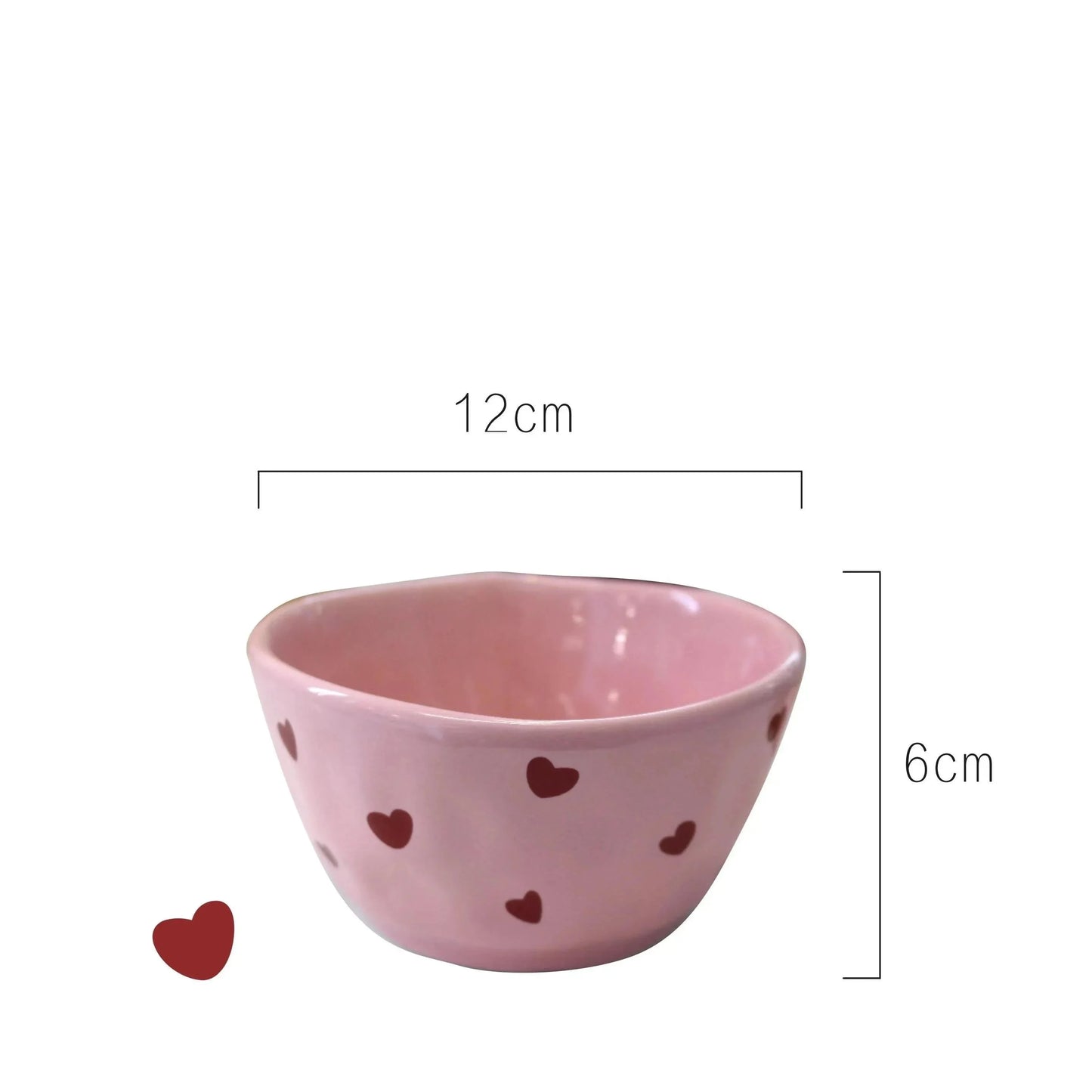 Pink Love Cutlery Set Rice Bowl Household Ceramic Double Ear Instant Noodle Soup Bowl Hand Paired Spoon Combination Noodle Bowl Good Vibrations