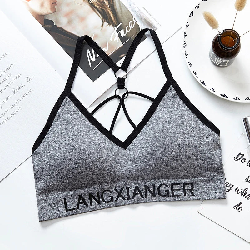 Women's Underwear Set Letter Sports Bra Seamless Female Underwear Comfort No Steel Ring Suit Solid Color Underwear Good Vibrations