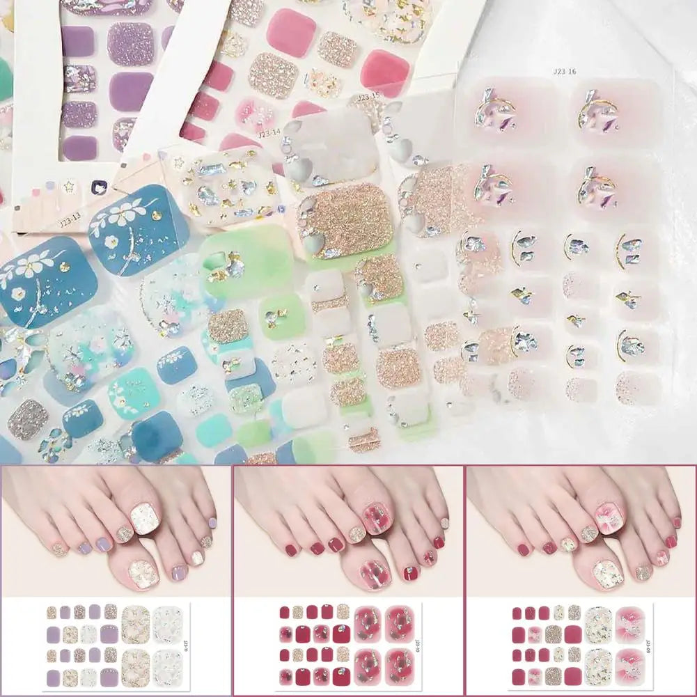 Nail Polish Film Toenail Stickers Solid Color Glitter Toe Nail Art Sticker DIY Waterproof Adhesive Nail Wraps Decals Decors Good Vibrations